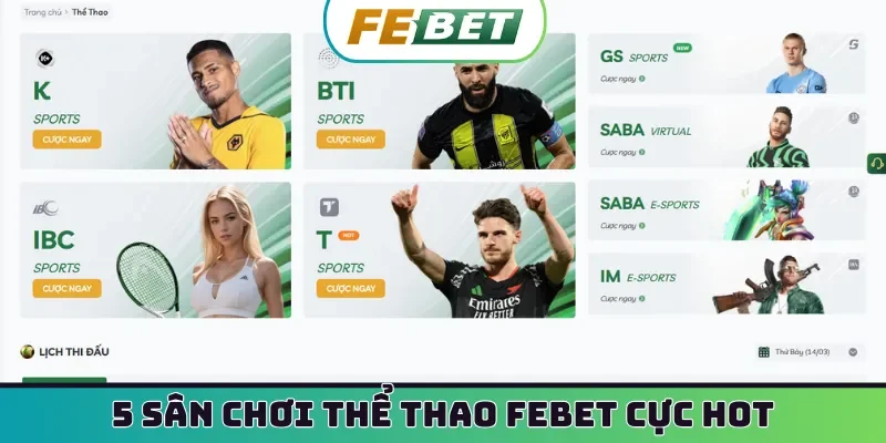 5 sân chơi thể thao Febet cực hot cho newbie